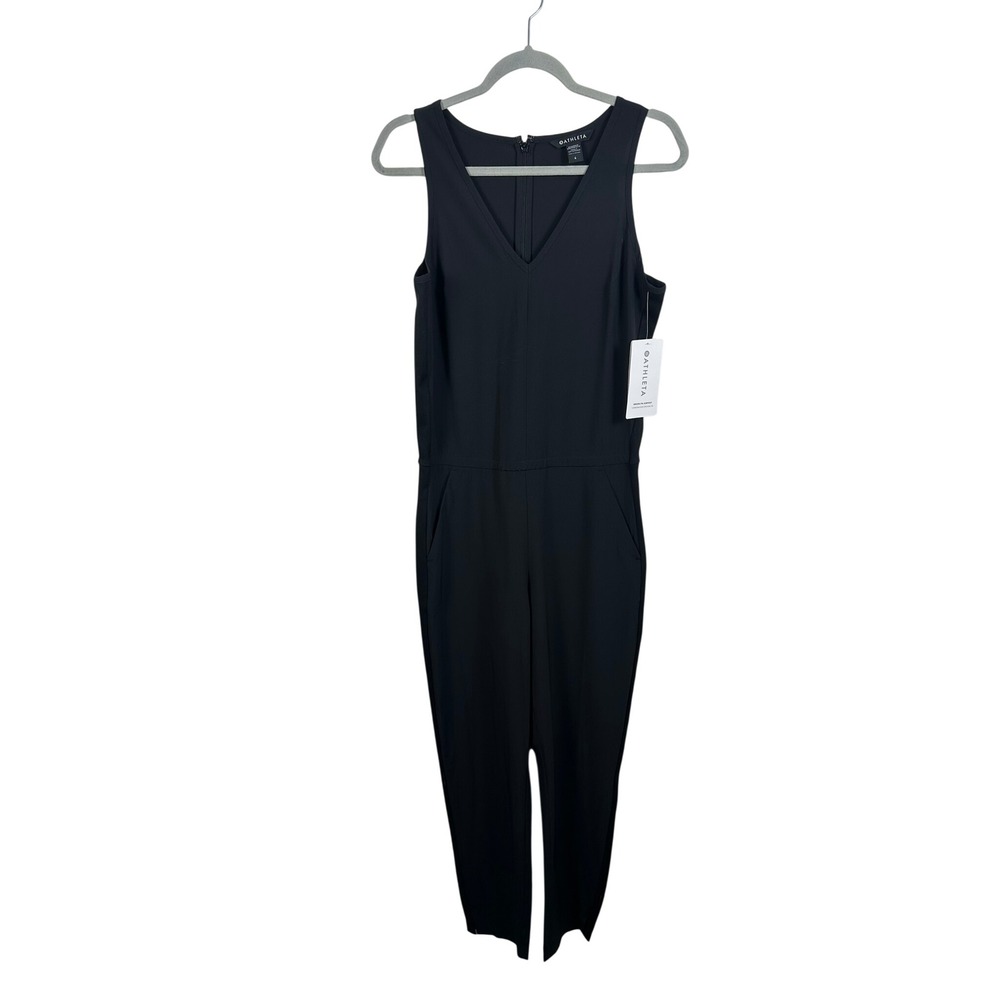 Athleta Brooklyn Jumpsuit Women 6 Black NEW Sleeveless V-Neck‎ Pockets 981021
